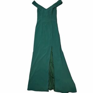 LIKE NEW Vivian Diamond Off-Shoulder Forest Green Prom Dress